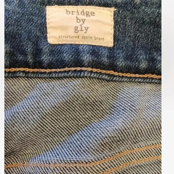 Bridge By Gly High Rise Skinny Medium Wash Raw Hem Jeans Size 32 - Picture 8 of 9